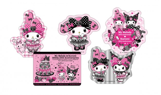 Happy Kuji's My Melody & Kuromi 50th & 20th Anniversaries lottery showcases exclusive figures, totes, and 40cm plush toys featuring limited edition art